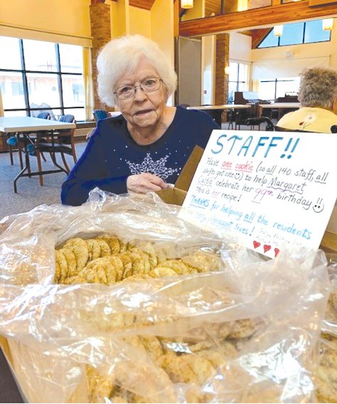 Despite the pandemic, resident Margaret Curtis was able to share cookies with the staff in honor of her own 99th birthday!